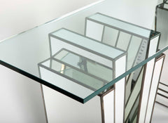 French Art Deco Mirrored Glass Console Table