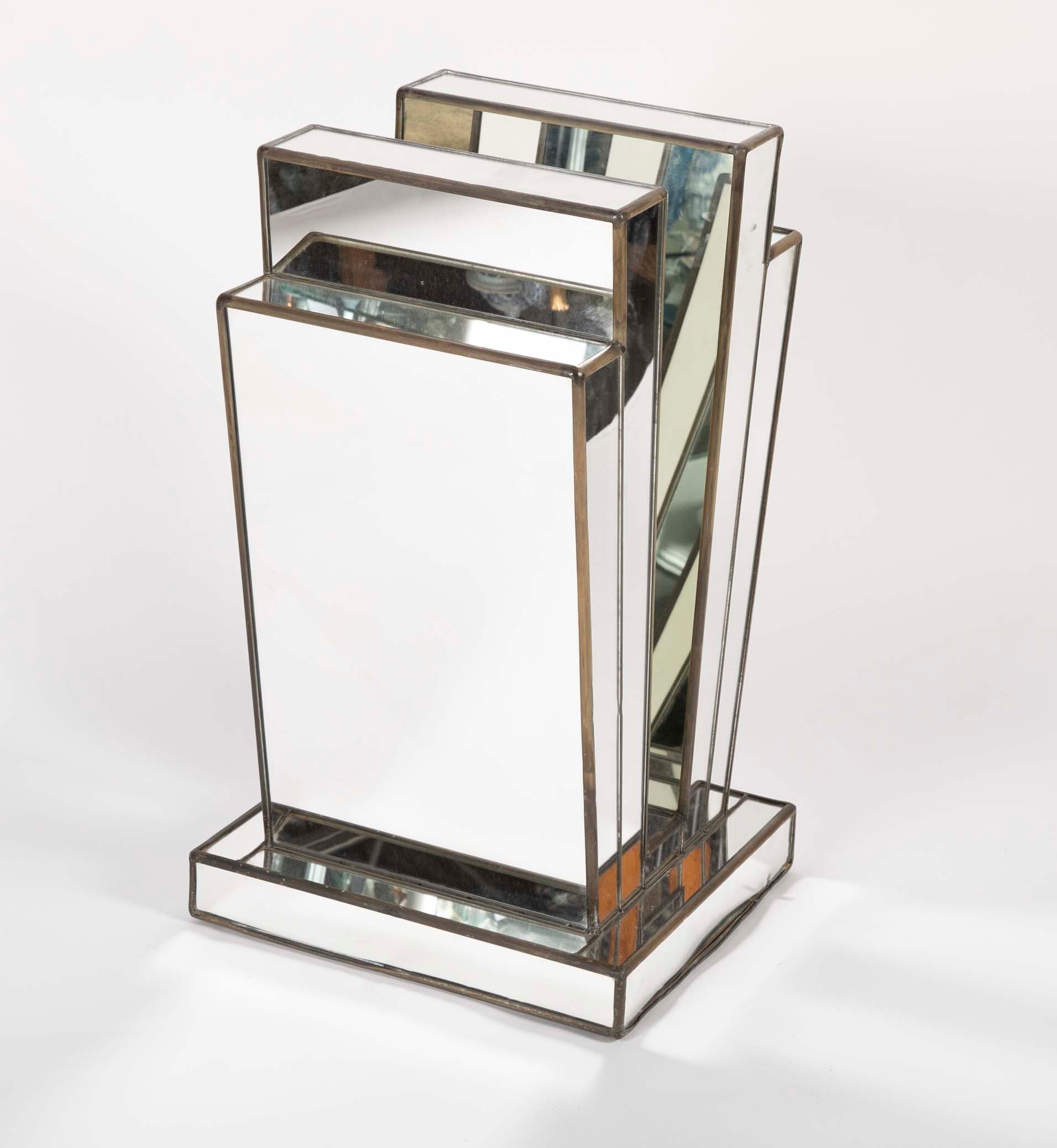 French Art Deco Mirrored Glass Console Table