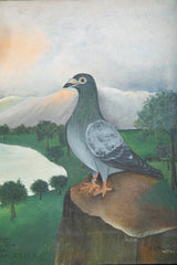 Unusual Collection of 3 Oil on Canvas Portraits of Racing Pigeons