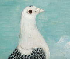 Unusual Collection of 3 Oil on Canvas Portraits of Racing Pigeons