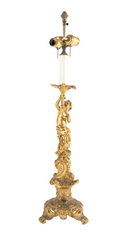 Fabulous Quality D'ore Bronze, Rococo Style Putti Lamp