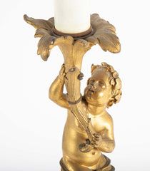 Fabulous Quality D'ore Bronze, Rococo Style Putti Lamp