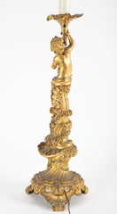 Fabulous Quality D'ore Bronze, Rococo Style Putti Lamp