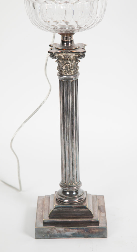 Silver-Plated English Oil Lamp