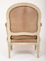A Pair of Louis XVI Style Suede and Painted Armchairs by Maison Jansen