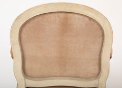 A Pair of Louis XVI Style Suede and Painted Armchairs by Maison Jansen