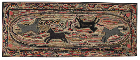 American Hooked Rug of a Race Track