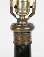 SOLD Pair of English Painted Tole Lamps