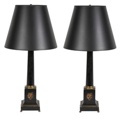 Pair of English Painted Tole Lamps