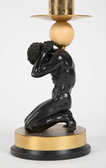 Pair of Art Deco Figural Hurricane Lamps