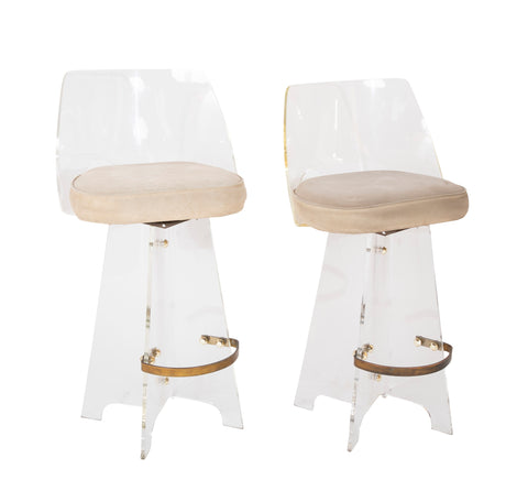 Pair of Lucite Bar Stools by Hill Manufacturing Company