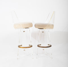 Pair of Lucite Bar Stools by Hill Manufacturing Company