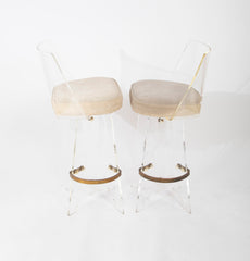 Pair of Lucite Bar Stools by Hill Manufacturing Company