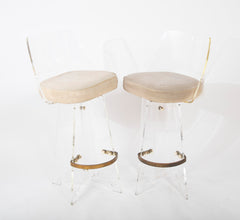 Pair of Lucite Bar Stools by Hill Manufacturing Company