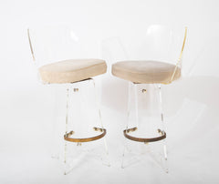 Pair of Lucite Bar Stools by Hill Manufacturing Company