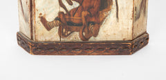 Rare Miniature Eastern European Corner Cupboard with Painted Children Sledding Motif
