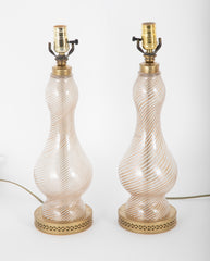 A Pair of Dino Martin Murano Glass Lamps