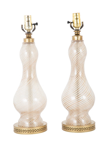 A Pair of Dino Martin Murano Glass Lamps