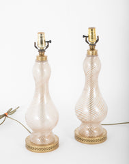A Pair of Dino Martin Murano Glass Lamps