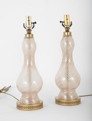 A Pair of Dino Martin Murano Glass Lamps