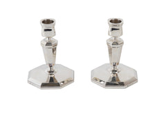 A Pair of Small Sterling Silver Candlesticks Marked Maison Keller Paris