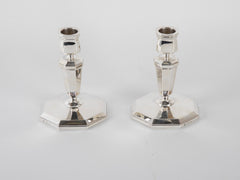 A Pair of Small Sterling Silver Candlesticks Marked Maison Keller Paris