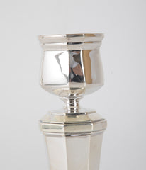 A Pair of Small Sterling Silver Candlesticks Marked Maison Keller Paris
