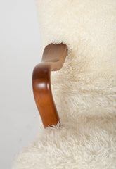 Mid-Century Danish Chair of Elm Wood and Sheepskin in the Style of Arctander