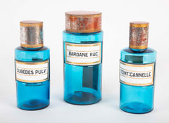 Set of Three French Glass Pharmaceutical Bottles