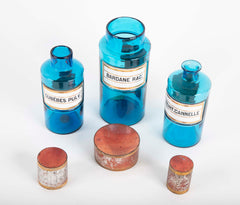 Set of Three French Glass Pharmaceutical Bottles