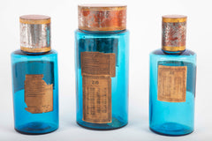 Set of Three French Glass Pharmaceutical Bottles