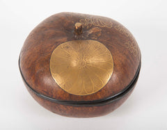 Japanese Lacquer Covered Gourd with Leaf Decoration