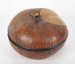 Japanese Lacquer Covered Gourd with Leaf Decoration