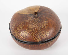 Japanese Lacquer Covered Gourd with Leaf Decoration