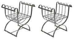 Neoclassical Style Iron Curule Form Benches