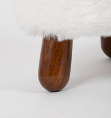 Pair of Faux Lambskin Upholstered Stools in the Manner of Jean Royere
