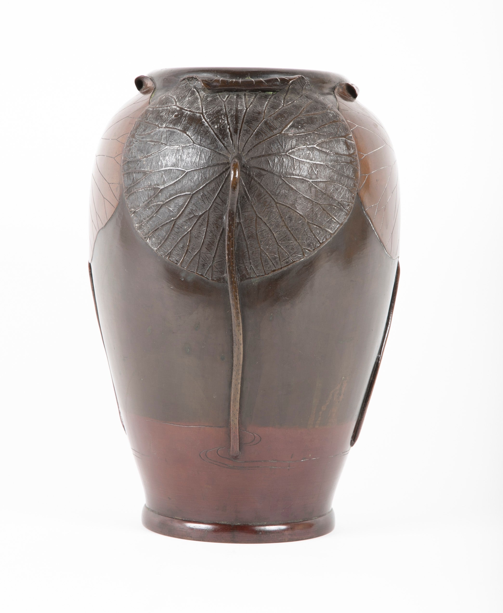 Japanese Bronze Vase with Lotus Leaf Design