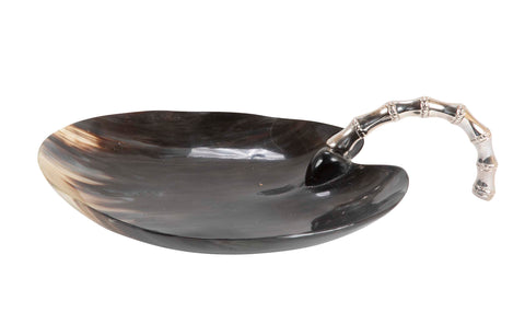 Natural Horn Bowl with Chrome Handle