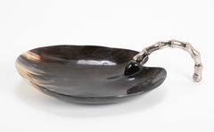 Natural Horn Bowl with Chrome Handle