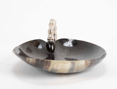 Natural Horn Bowl with Chrome Handle