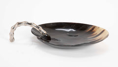 Natural Horn Bowl with Chrome Handle