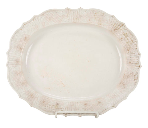 Oval Staffordshire White Salt Glazed Stoneware Platter