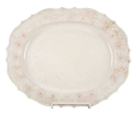 Oval Staffordshire White Salt Glazed Stoneware Platter