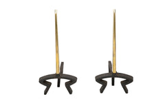 Pair of Brass and Iron Andirons by Donald Deskey, Bennett Metalworks