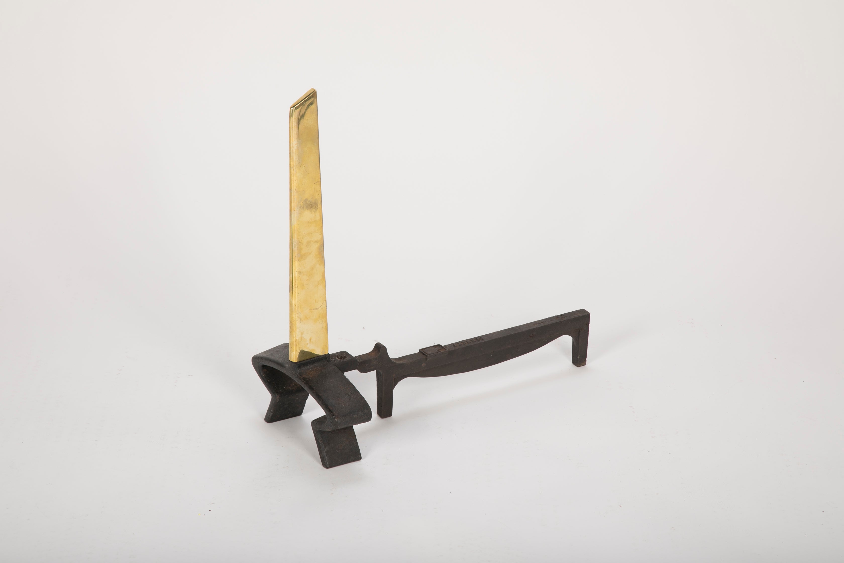 Pair of Brass and Iron Andirons by Donald Deskey, Bennett Metalworks