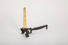 Pair of Brass and Iron Andirons by Donald Deskey, Bennett Metalworks