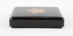 Japanese Partial Gilt Black Lacquered Wood Suzuribako