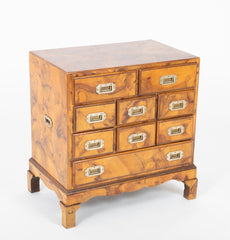 Italian Campaign Chest of Drawers with Olive Wood Veneer, Mid-20th Century