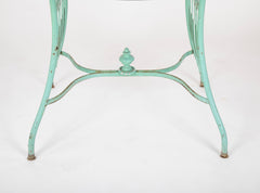 19th Century French Iron Glass Top Dining Table with Four Matching Chairs