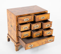 Italian Campaign Chest of Drawers with Olive Wood Veneer, Mid-20th Century